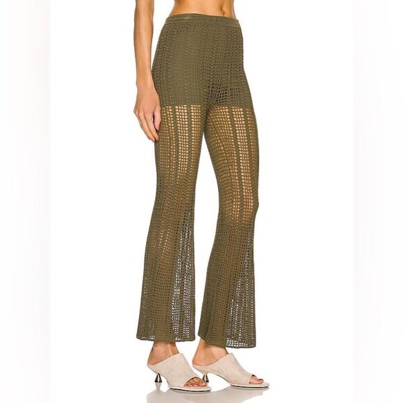 Dion Lee Green Pants Trousers Knit Pinnacle Open Crochet Moss Flared Size 8 - Picture 5 of 14